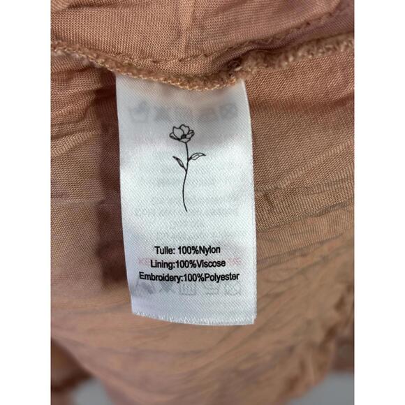 Noralee Girls Sz 10 Whitley Chiffon Embroidered Polkadot Dress in Apricot (1969) - Picture 6 of 6